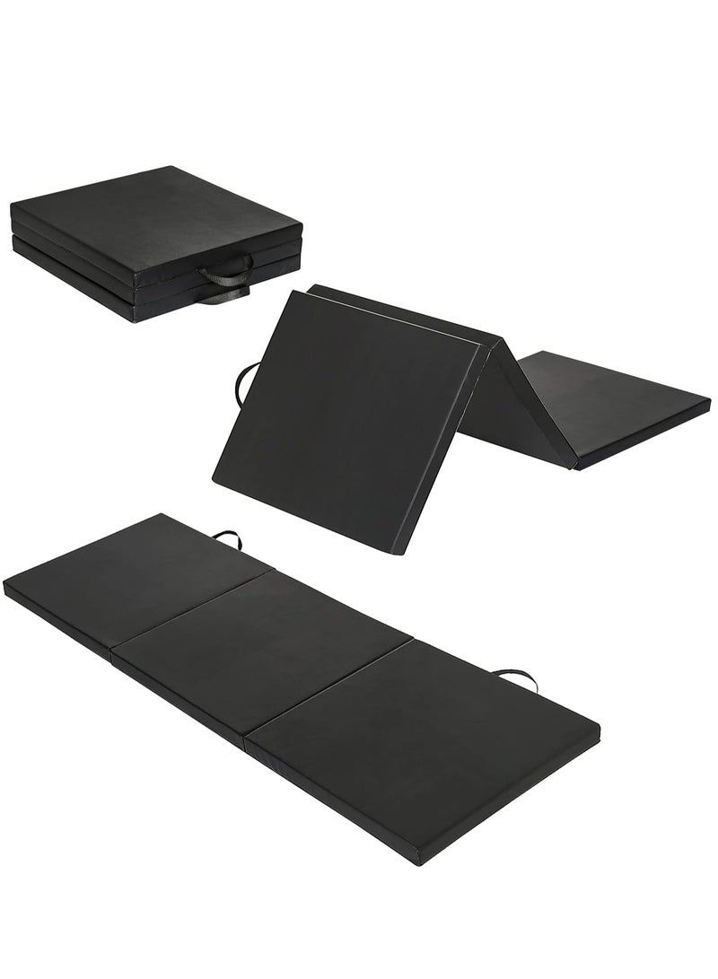 سكاي لاند حصيرة تمرين ثلاثية الطي | حصيرة جمباز سميكة | حصيرة تمرين محمولة لليوجا وفنون القتال المختلطة واللياقة البدنية | وسادة عالية الكثافة مقاومة للتعرق ودائمة | EM-9348-B – أسود - Image 1