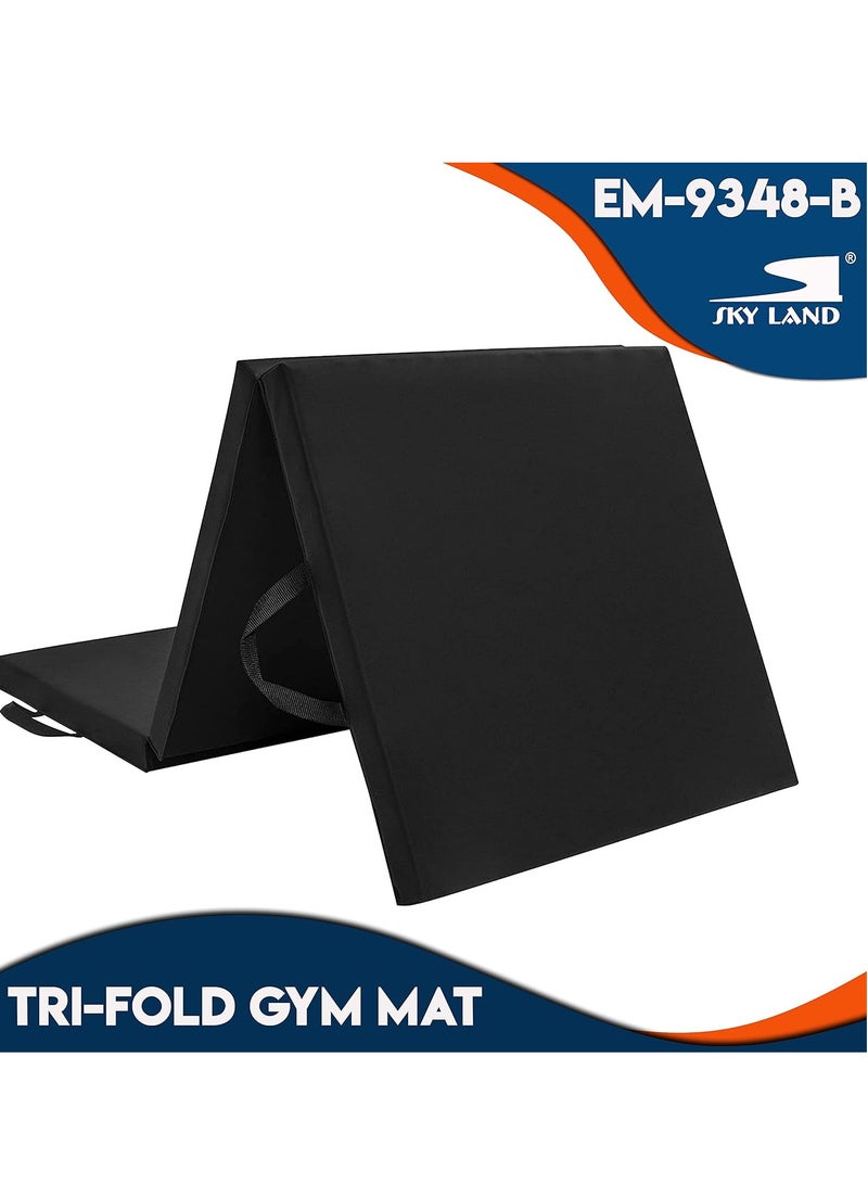 سكاي لاند حصيرة تمرين ثلاثية الطي | حصيرة جمباز سميكة | حصيرة تمرين محمولة لليوجا وفنون القتال المختلطة واللياقة البدنية | وسادة عالية الكثافة مقاومة للتعرق ودائمة | EM-9348-B – أسود - Image 3