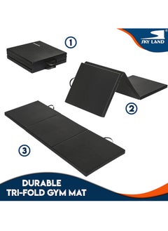 Sky Land Tri-Folding Exercise Mat | Thick Gymnastics Mat | Portable Workout Mat for Yoga, MMA, Martial Arts, Gym & Fitness | Durable, Sweat-Proof, High-Density Cushion | EM-9348-B – Black  - Image 5