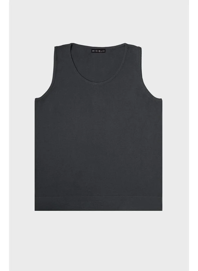 Mısırlı 1951 Dark Gray Thick-Strap Knit Women's Tank Top.