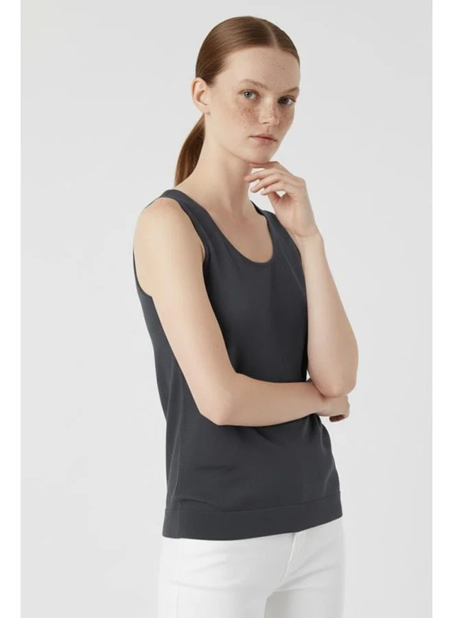 Mısırlı 1951 Dark Gray Thick-Strap Knit Women's Tank Top.