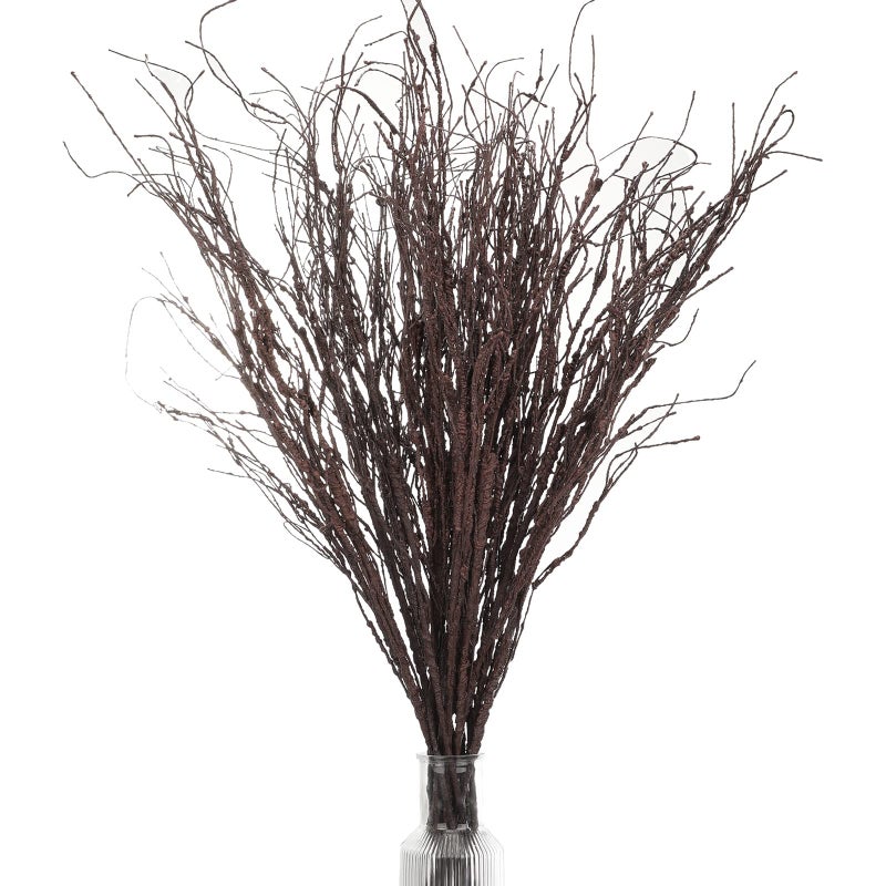 Yunsailing 20 Pcs 354 Tree Branches for Winter Decoration Curly Willow Branches Twigs for Vases Tree Gifts Floral Dried Bendable Artificial Twigs for Decorative SticksDark Brown