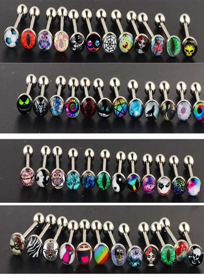 Suotarn Stainless Steel Fancy Words Tongue Ring Logo Barbell Bars 14 Gauge Tongue Piercing Lot 5/8"… - Image 2
