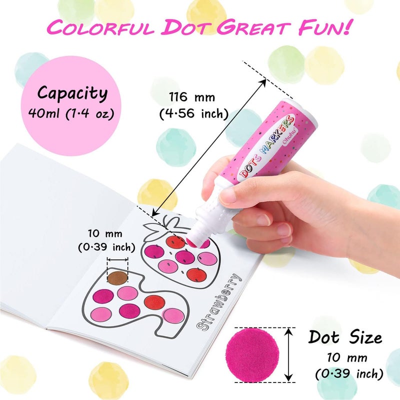 Ohuhu Washable Dot Markers For Toddler 12 Colors Bingo Daubers 40 Ml (1.41 Oz) With 30 Pages Kids Activity Book For Kids Children (3 Ages +) Preschool Non-Toxic Water-Based Dot Art Markers - Image 4