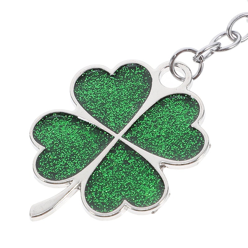 Unique Keychain With Sparkling Glitter Zinc Alloy Keychain Shamrock Charm Pendant Keyring Women Key - Image 3