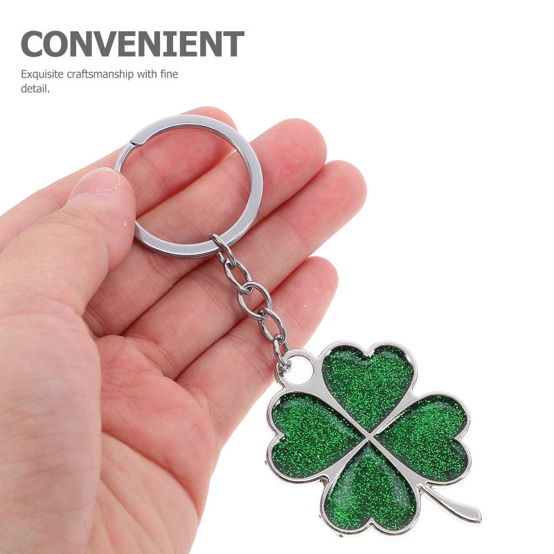 Unique Keychain With Sparkling Glitter Zinc Alloy Keychain Shamrock Charm Pendant Keyring Women Key - Image 2