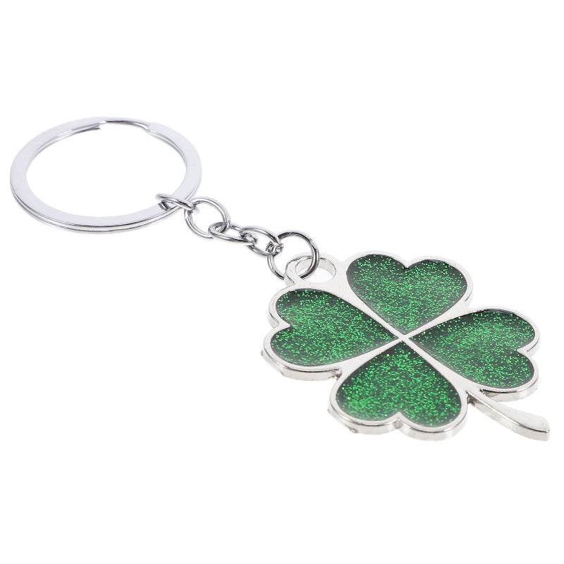 Unique Keychain With Sparkling Glitter Zinc Alloy Keychain Shamrock Charm Pendant Keyring Women Key - Image 1