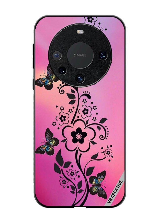 VR CREATIVE Protective Case Cover For Huawei Mate 60 Black Floral Butterfly Design Multicolour - Image 1