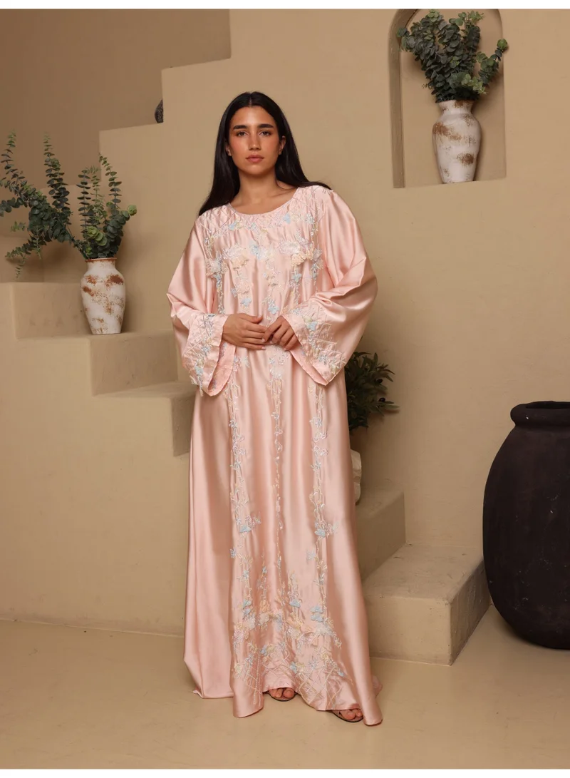 IKKXA IKKXA Silk Blossom Embroidered Jalabiya IK1116 Pink