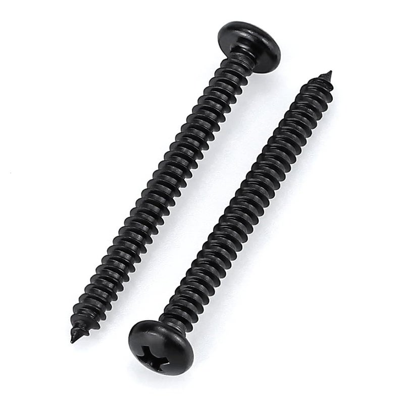 Glvaner #10 x 1-3/4 inch Phillips Pan Head Self Tapping Screws for Wood, Black Coated, 304 Stainless Steel 18-8, Round Head Sheet Metal Tek Screws, 50 pcs - Image 1