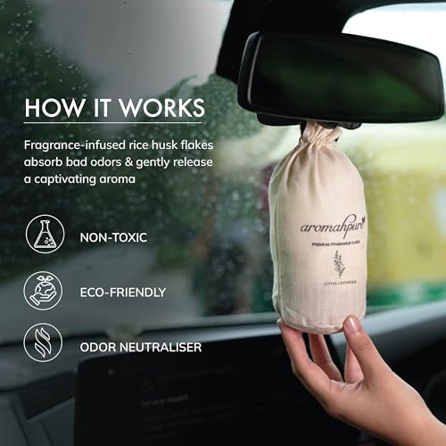 Aromahpure Premium Car Perfume Fragrance Flakes - Joyful Lavender, Luxury Car Air Freshener made Organically with Essential Oil, Grains, and Flakes - 50 Gms, fragrant for 30 days, IFRA certified - Image 4