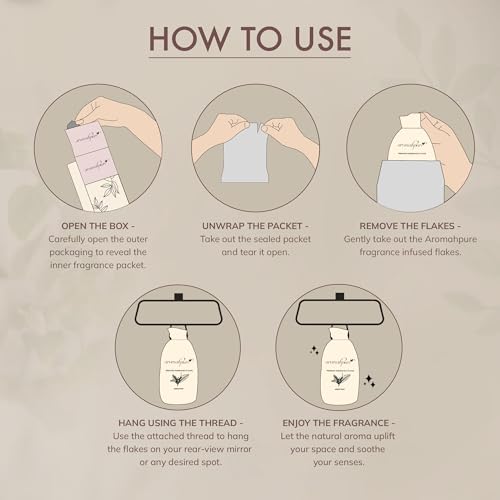 Aromahpure Premium Car Perfume Fragrance Flakes - Joyful Lavender, Luxury Car Air Freshener made Organically with Essential Oil, Grains, and Flakes - 50 Gms, fragrant for 30 days, IFRA certified - Image 5
