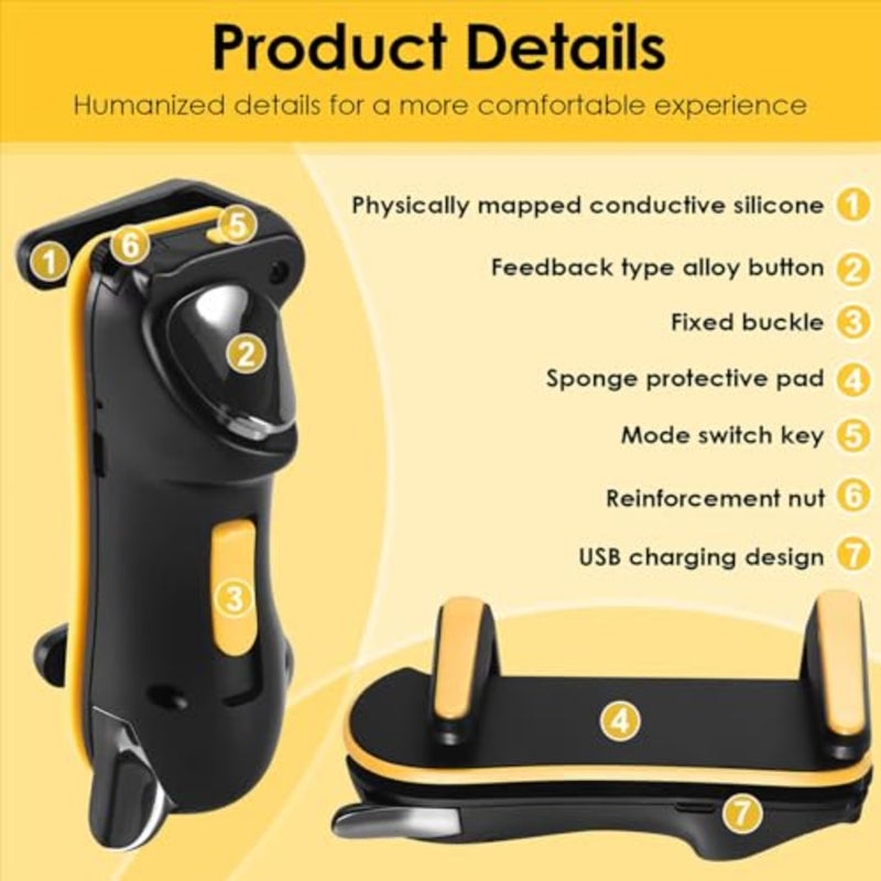 Tablet Gaming Triggers, Universal 4-Finger Game Controller with Adjustable Frequency, Capacitive Sensitive Shoot/Aim Triggers for iPad Android Tablet PUBG/Fortnite Mobile Gaming - Image 2