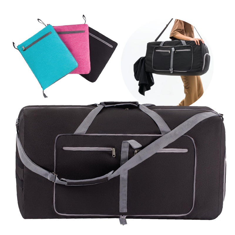 BETTERLINE Large Travel Duffel Bag Tote Luggage Perfect Overnight Weekender Gym Bag for Men Women WaterResistant Shoe Compartment 80L 27 X 15 X 12 inches Black - Image 2