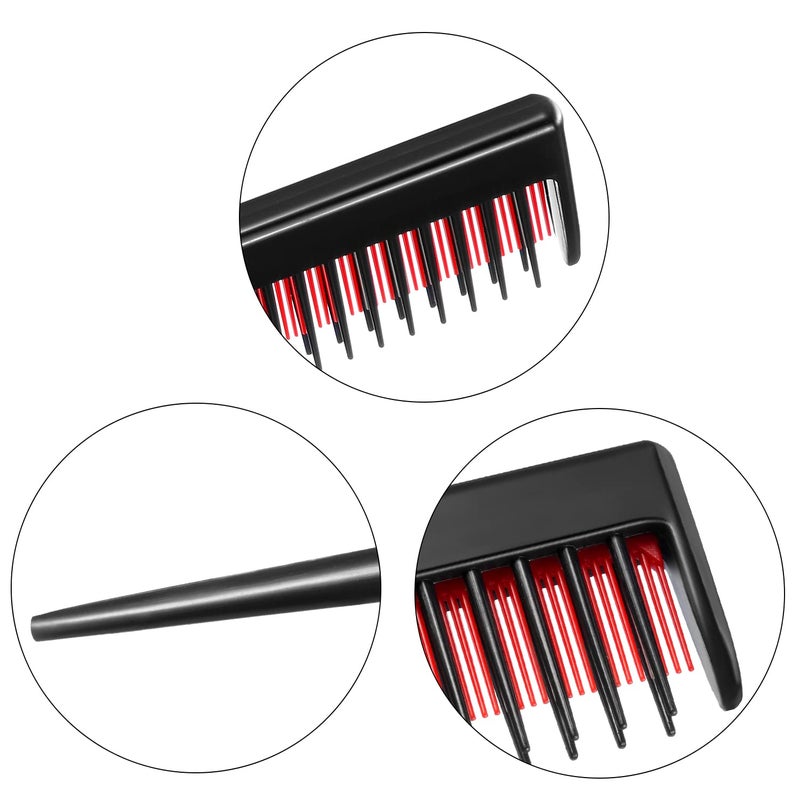 Leinuosen 3 Pcs Triple Teasing Comb for Women Plastic Rat Tail Comb Heat Resistant Pintail Tease Layer Tool for Thick Fine Hair Styling Backcombing Volume Structure(Black and Red) - Image 4