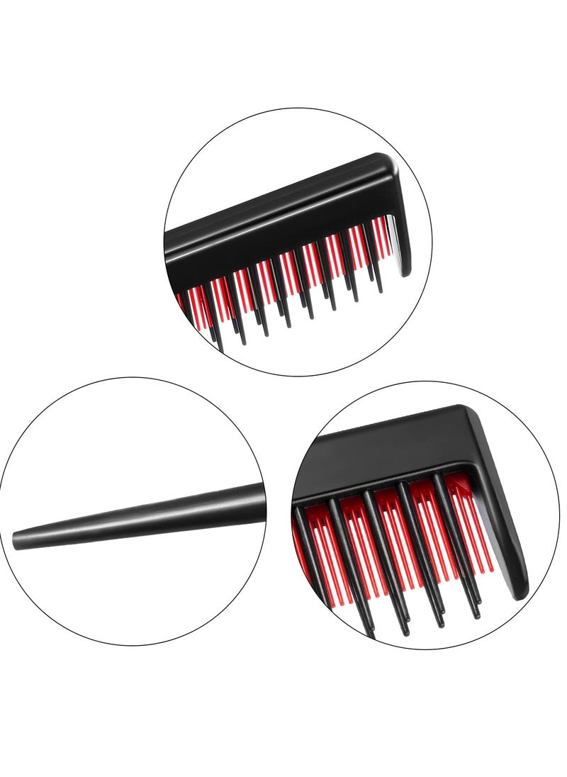 Leinuosen 3 Piece Triple Teasing Comb, Rat Tail Combs for Women, Tool Structure Tease Layers Rattail Comb, Rat Tail Comb for Back Combing Root Teasing, Adding Volume, Evening Styling (Black and Red)  - Image 3