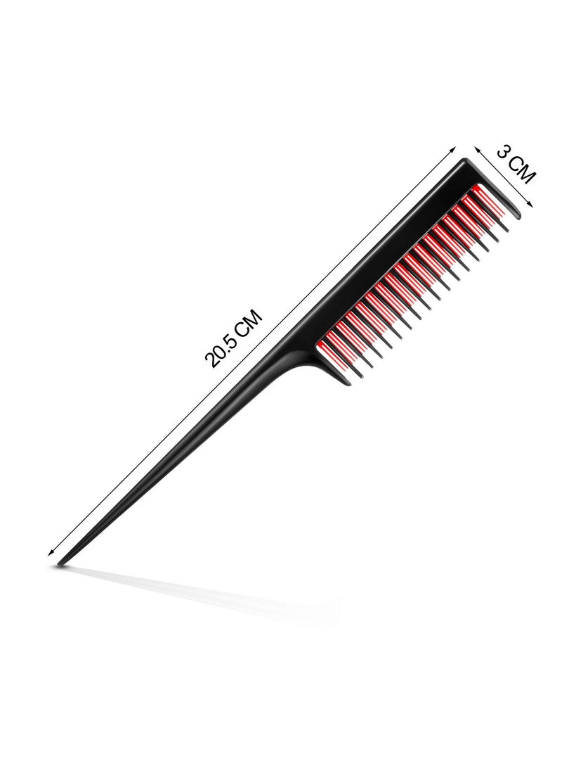 Leinuosen 3 Piece Triple Teasing Comb, Rat Tail Combs for Women, Tool Structure Tease Layers Rattail Comb, Rat Tail Comb for Back Combing Root Teasing, Adding Volume, Evening Styling (Black and Red)  - Image 4