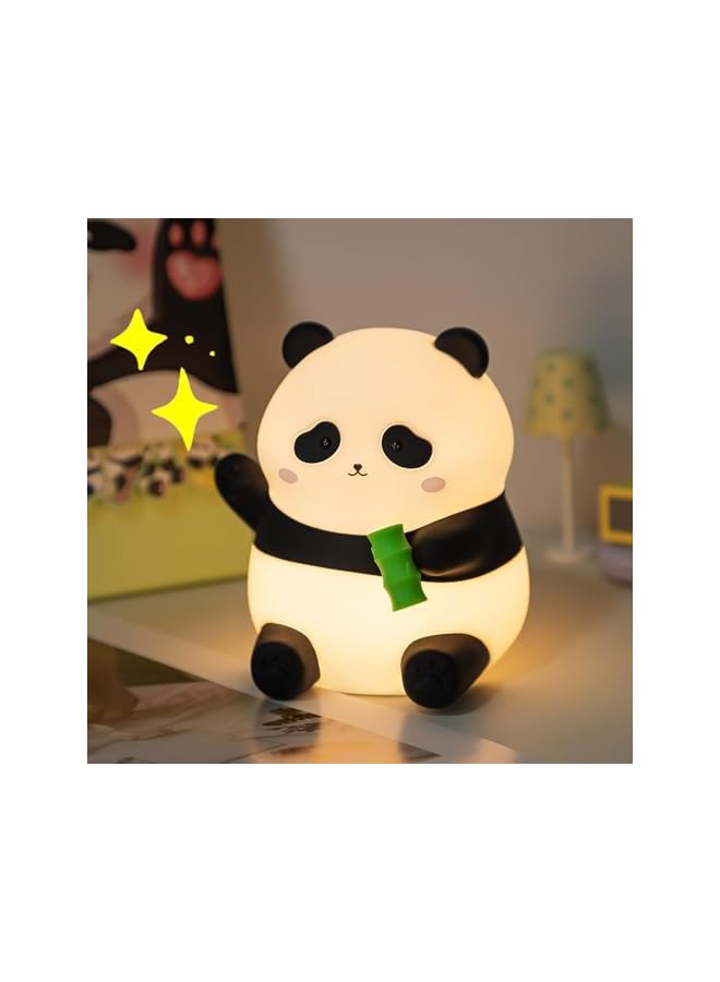 The Bros Panda Night Light, Touch Baby Silicone Lamp, Rechargeable Night Light for Kids' Room, Decorative Lamp for Girls' Bedroom, LED Squishy Novelty, Gifts for Boys, Girls, Baby, and Children - Image 2