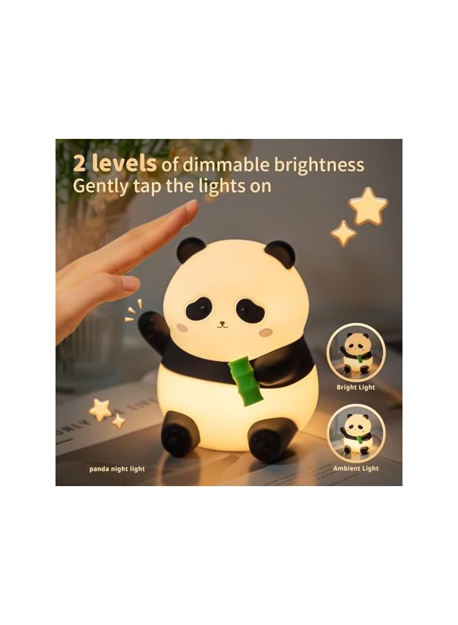 The Bros Panda Night Light, Touch Baby Silicone Lamp, Rechargeable Night Light for Kids' Room, Decorative Lamp for Girls' Bedroom, LED Squishy Novelty, Gifts for Boys, Girls, Baby, and Children - Image 4