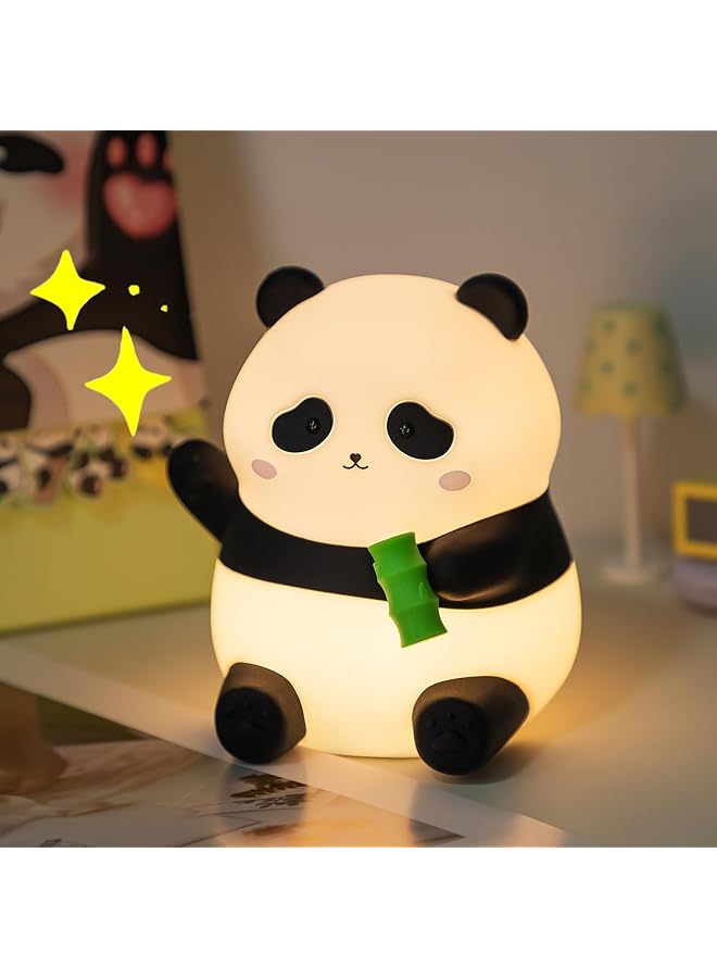 The Bros Panda Night Light, Touch Baby Silicone Lamp, Rechargeable Night Light for Kids' Room, Decorative Lamp for Girls' Bedroom, LED Squishy Novelty, Gifts for Boys, Girls, Baby, and Children - Image 1