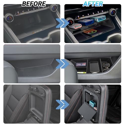 Sinminou Center Console Organizer Compatible with 2024-2026 Chevy Traverse Accessories, Divider Compartment Tray＆Console Bottom Storage Box＆Armrest Hidden Insert Tray (Not fit 2024 Traverse Limited) - Image 3