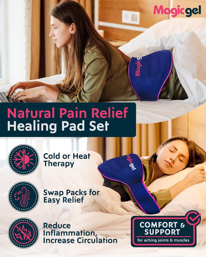 Magic Gel Ice Pack for Back Pain Relief | 2 Pack Reusable Lower Back Wrap for Hot or Cold Therapy | Relief for Lower Lumbar, Sciatic Nerve, Herniated or Degenerative Disc, Coccyx, Tailbone Pain - Image 2