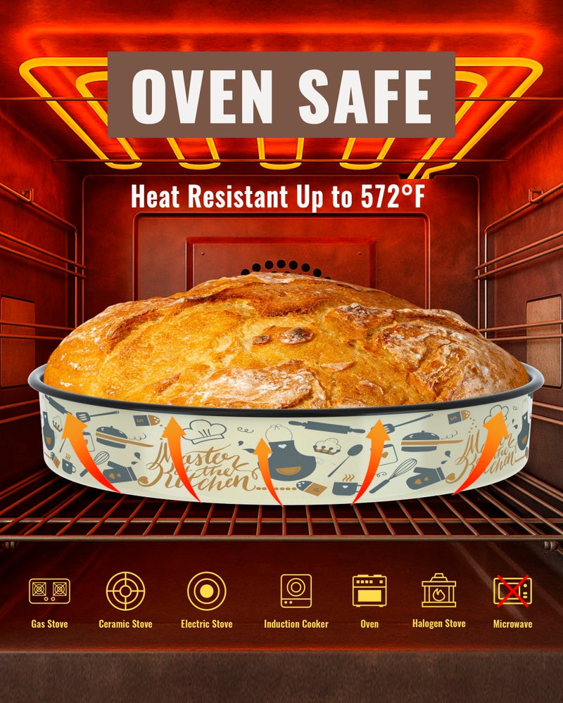 MCCSI Round Baking Pan Enamel Roasting Dish 4-Pack 9/10/12/14 Inches Non Stick High Temperature Resistance Cookware for Cake Pie Pizza & Meat, Oven Dishwasher Safe Easter Valentine's Gift Bakeware Set - Image 3