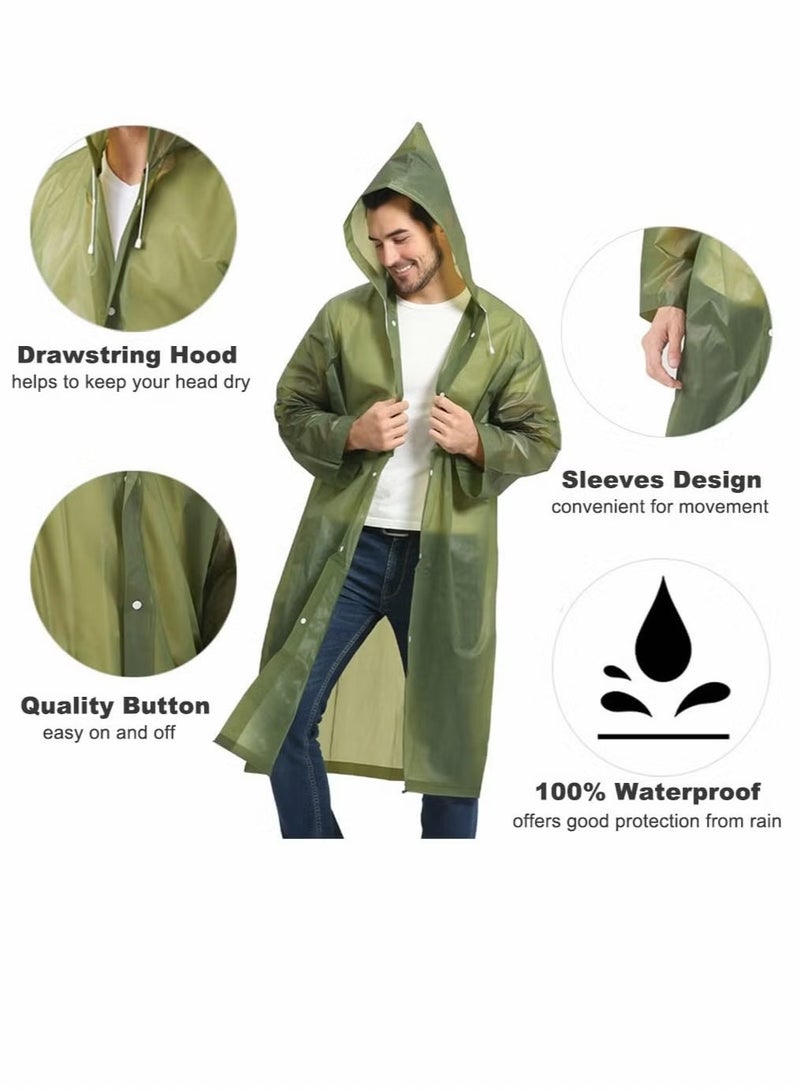 Generic Raincoat Rain Ponchos for Adults Women Men 1 Pack Reusable EVA Clear Portable Rain Coats Lightweight Jackets with Hood, Rain Ponchos Adults Packable Poncho Adult Clear Hood - Image 3