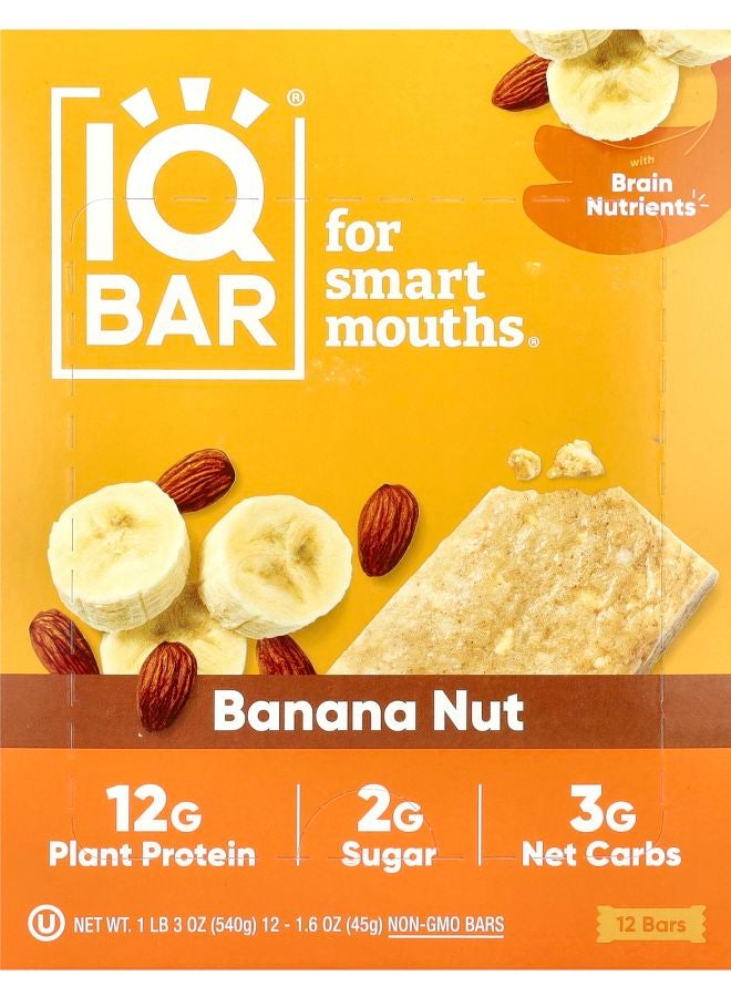 Plant Protein Bar Banana Nut 12 Bars 1.6 oz (45 g) Each