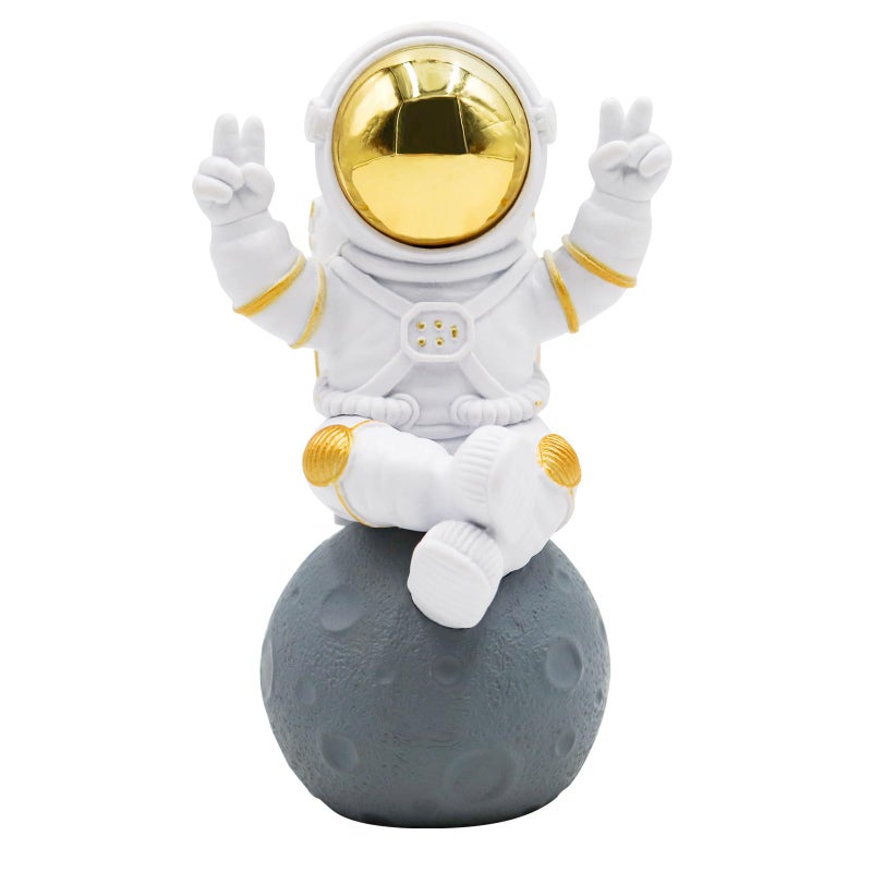 Oooct Astronaut Statue Decor, Resin Spaceman Figurine Decorations, Cute Mini Space Figure Ornament, Abstract Aesthetic Decorative Sculpture for Home Office Desk Shelf Tabletop - 2.9 Inch - Image 1