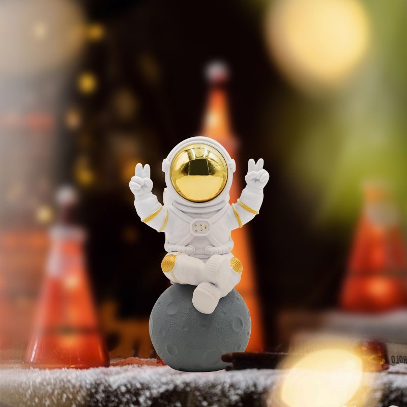 Oooct Astronaut Statue Decor, Resin Spaceman Figurine Decorations, Cute Mini Space Figure Ornament, Abstract Aesthetic Decorative Sculpture for Home Office Desk Shelf Tabletop - 2.9 Inch - Image 2
