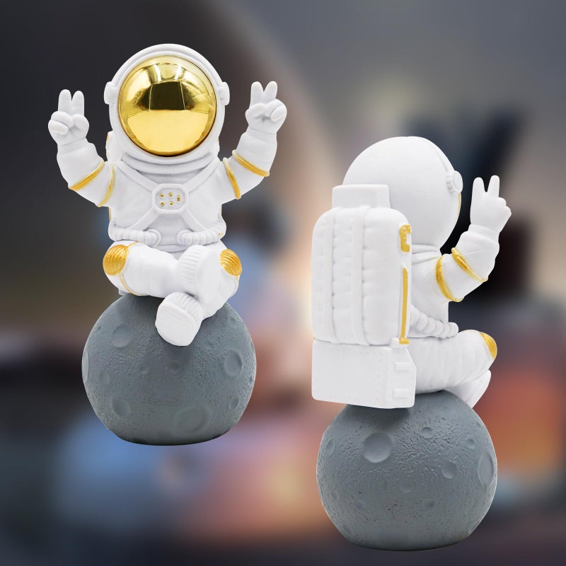 Oooct Astronaut Statue Decor, Resin Spaceman Figurine Decorations, Cute Mini Space Figure Ornament, Abstract Aesthetic Decorative Sculpture for Home Office Desk Shelf Tabletop - 2.9 Inch - Image 4
