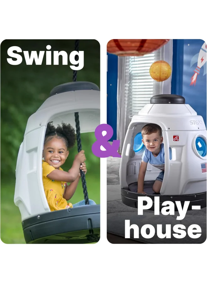 Step2 Space Capsule Swing & Playhouse for Kids - Indoor/Outdoor Spaceship Toy with Handles & Porthole Windows