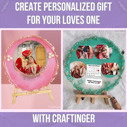 Craftinger Resin Art Photoframe Kit with 300gm Resin & Wooden Stand Acrelic Sticker of Happy Birthday and Happy Anniversary - Image 3