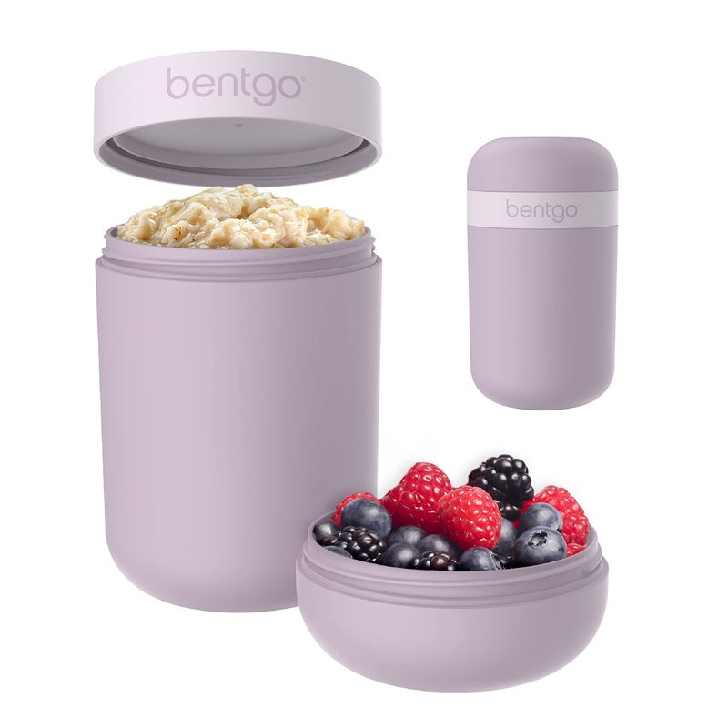 Bentgo Snack Cup - Reusable Snack Container with Leak-Proof Design  Toppings Compartment  and Dual-Sealing Lid  Portable & Lightweight for Work  Travel  Gym - Dishwasher Safe (Orchid) - Image 1