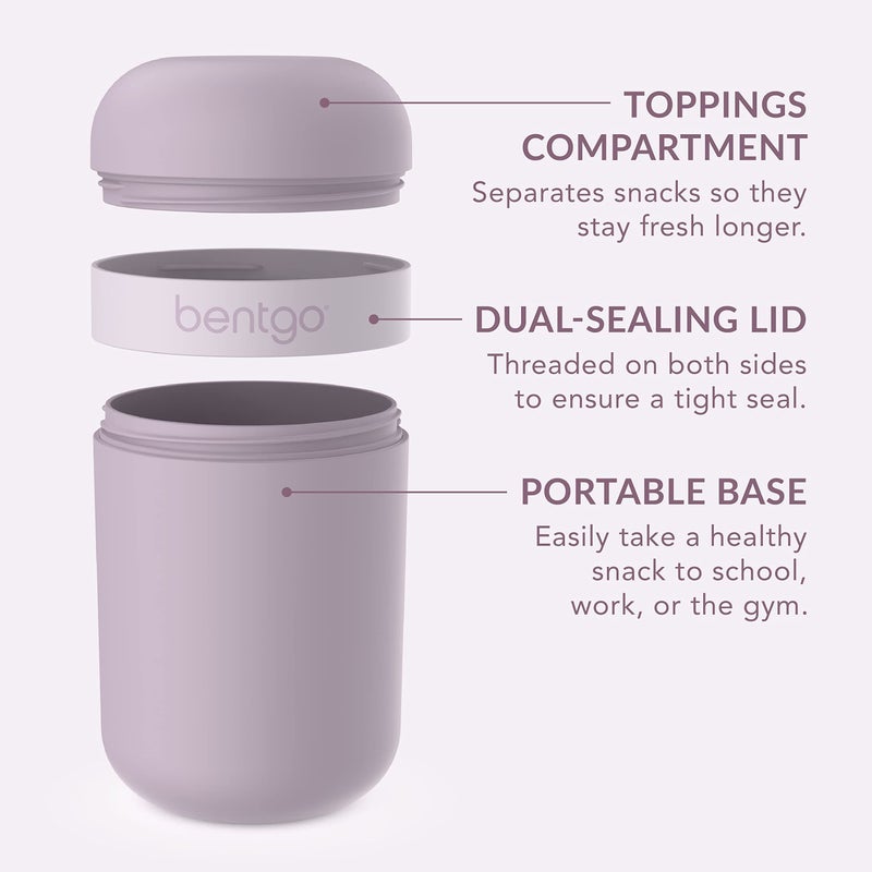 Bentgo Snack Cup - Reusable Snack Container with Leak-Proof Design  Toppings Compartment  and Dual-Sealing Lid  Portable & Lightweight for Work  Travel  Gym - Dishwasher Safe (Orchid) - Image 4
