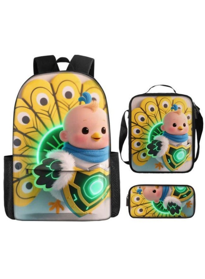 Bright Li Fire Students and children are very moved! Cute cartoon bag three-piece set, essential for travel (available for students, children, friends on outings, mountain climbing, school, etc.) - 98 - Image 2