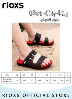 RIOXS Kids Flat Sandals,Recovery Slides Fo Boys,Comfortable Sandals,Open Toe Water Sandals,Non-Slip Lightweight Sandals Slippers,Adjustable Flat Shoes With Back-Strap,For Indoor Outdoor Beach  - Image 5