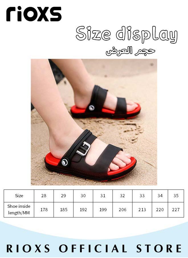 RIOXS Kids Flat Sandals,Recovery Slides Fo Boys,Comfortable Sandals,Open Toe Water Sandals,Non-Slip Lightweight Sandals Slippers,Adjustable Flat Shoes With Back-Strap,For Indoor Outdoor Beach  - Image 5