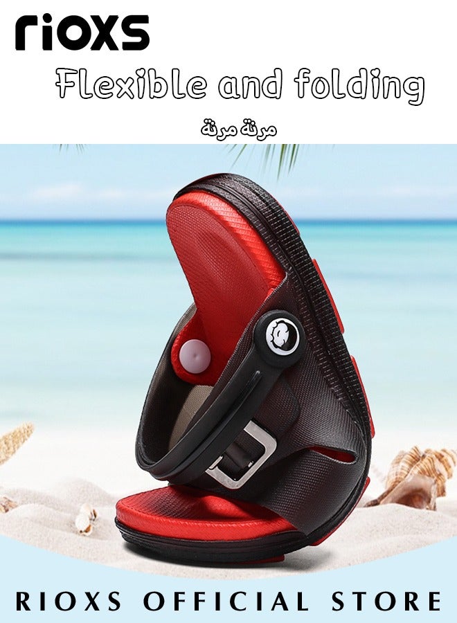 RIOXS Kids Flat Sandals,Recovery Slides Fo Boys,Comfortable Sandals,Open Toe Water Sandals,Non-Slip Lightweight Sandals Slippers,Adjustable Flat Shoes With Back-Strap,For Indoor Outdoor Beach  - Image 4