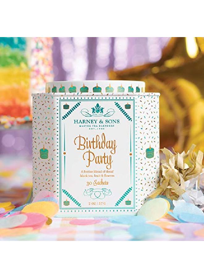 HARNEY & SONS حفلة عيد ميلاد 30 كيس من الشاي الأسود منزوعة الكافيين - Image 3
