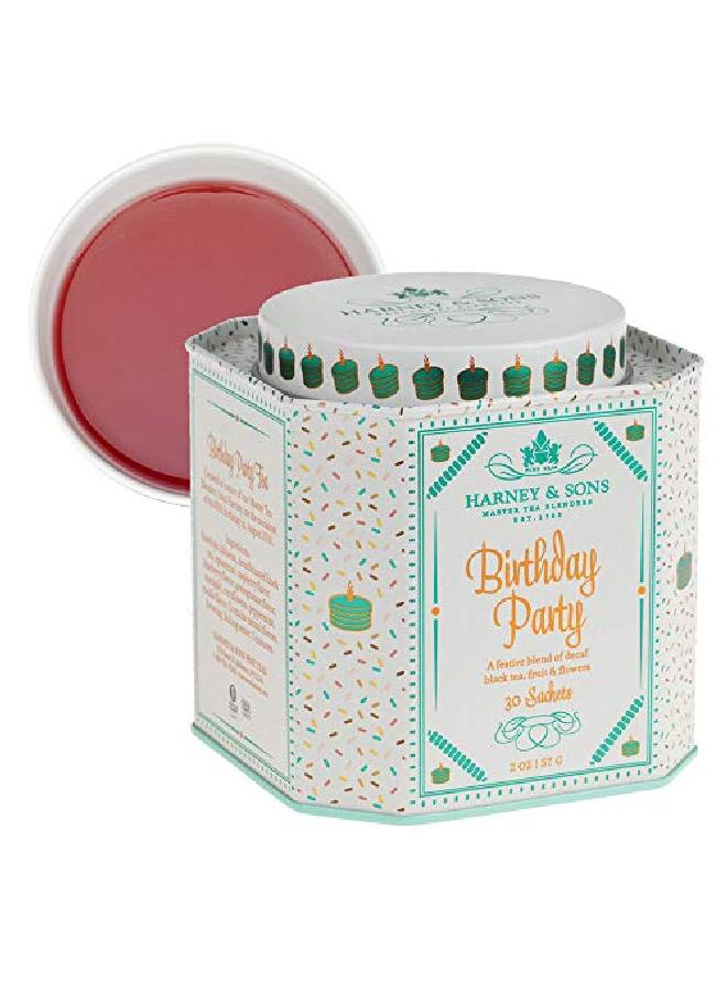 HARNEY & SONS حفلة عيد ميلاد 30 كيس من الشاي الأسود منزوعة الكافيين - Image 1