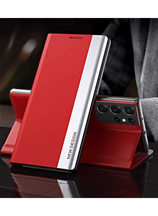 اس-توب جراب لهاتف Samsung Galaxy S21 Ultra 5G، جراب جلدي أفقي فائق النحافة مع حامل، مطلي جانبيًا مغناطيسيًا - Image 1