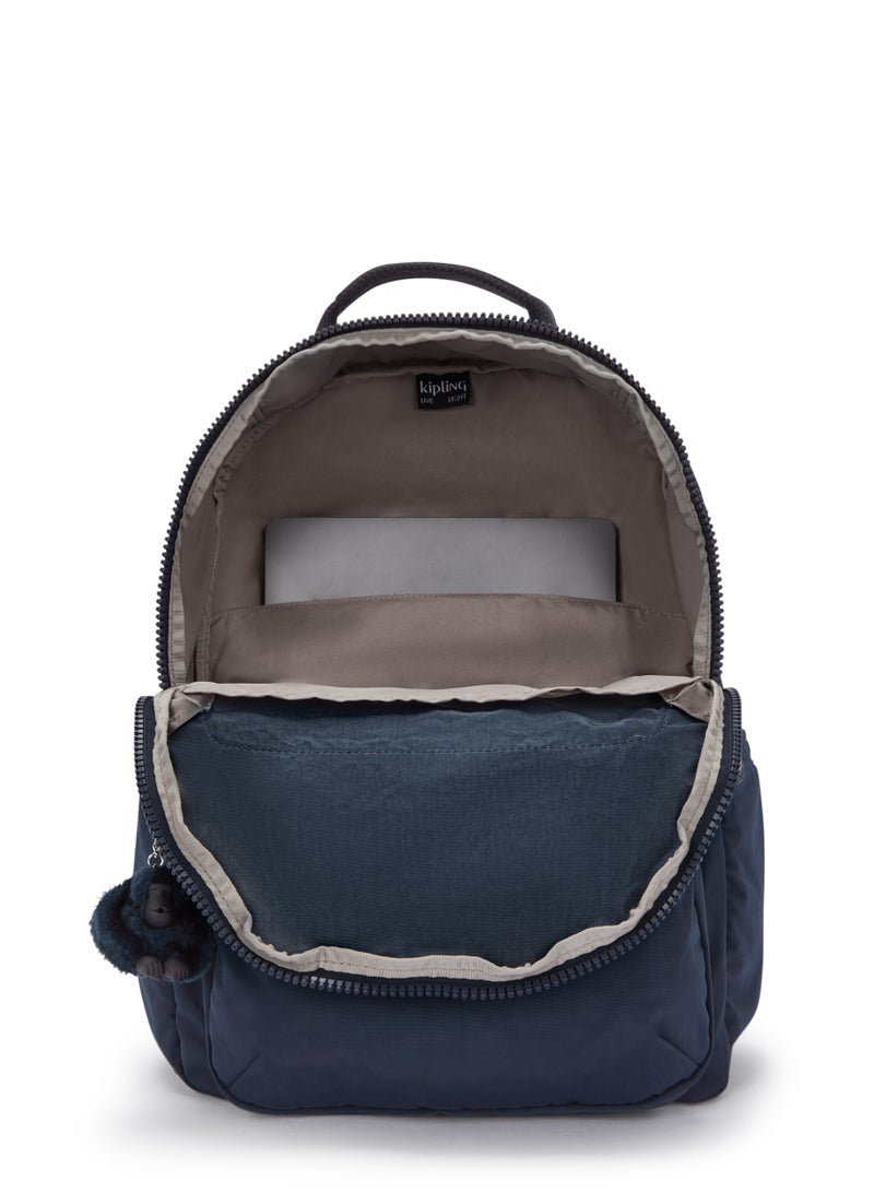 kipling Classics Seoul Large Backpack with Laptop Protection Blue Bleu - Image 3