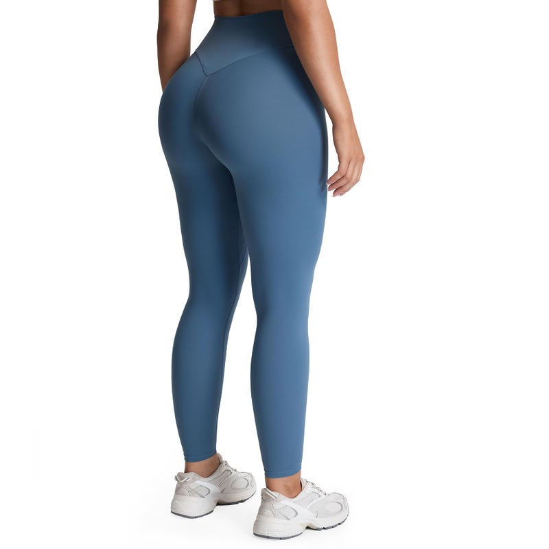 Aoxjox High Waisted Workout Leggings for Women Tummy Control Buttery Soft Yoga Metamorph Deep V Pants 26" (Steel Blue, Medium) - Image 1