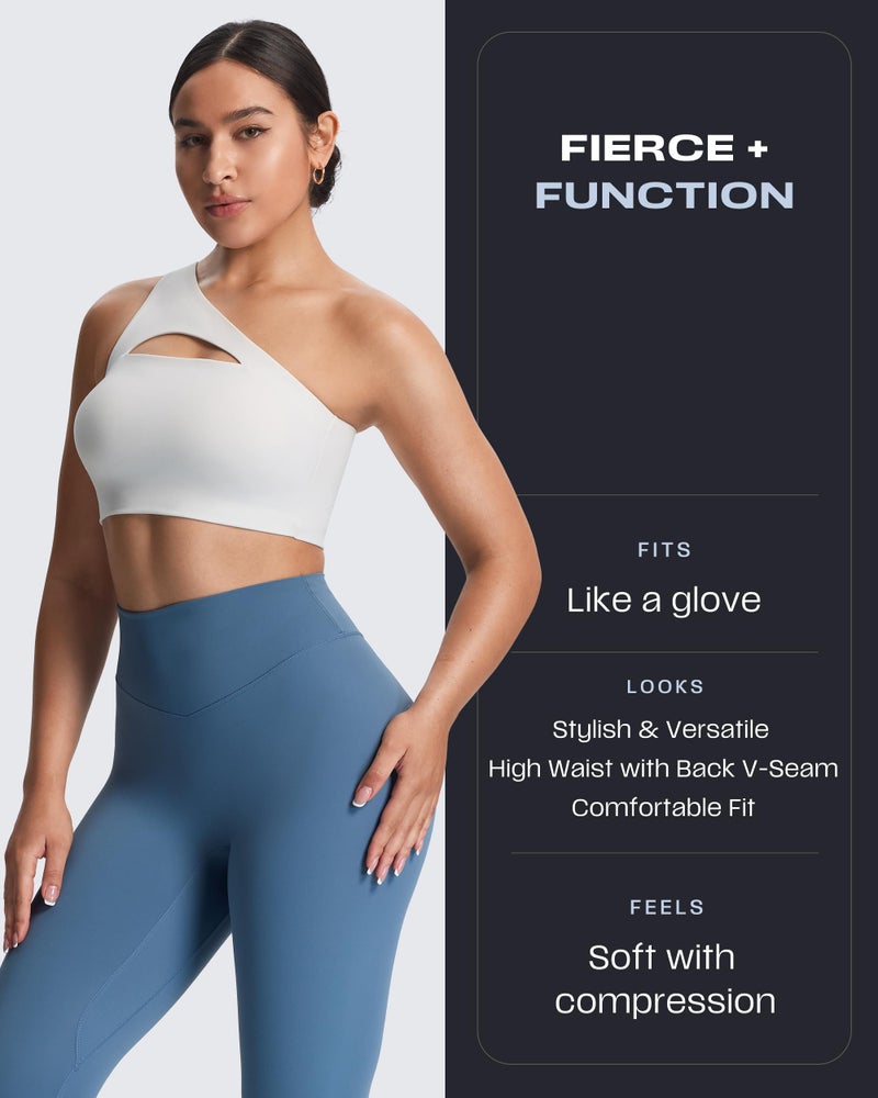 Aoxjox High Waisted Workout Leggings for Women Tummy Control Buttery Soft Yoga Metamorph Deep V Pants 26" (Steel Blue, Medium) - Image 2
