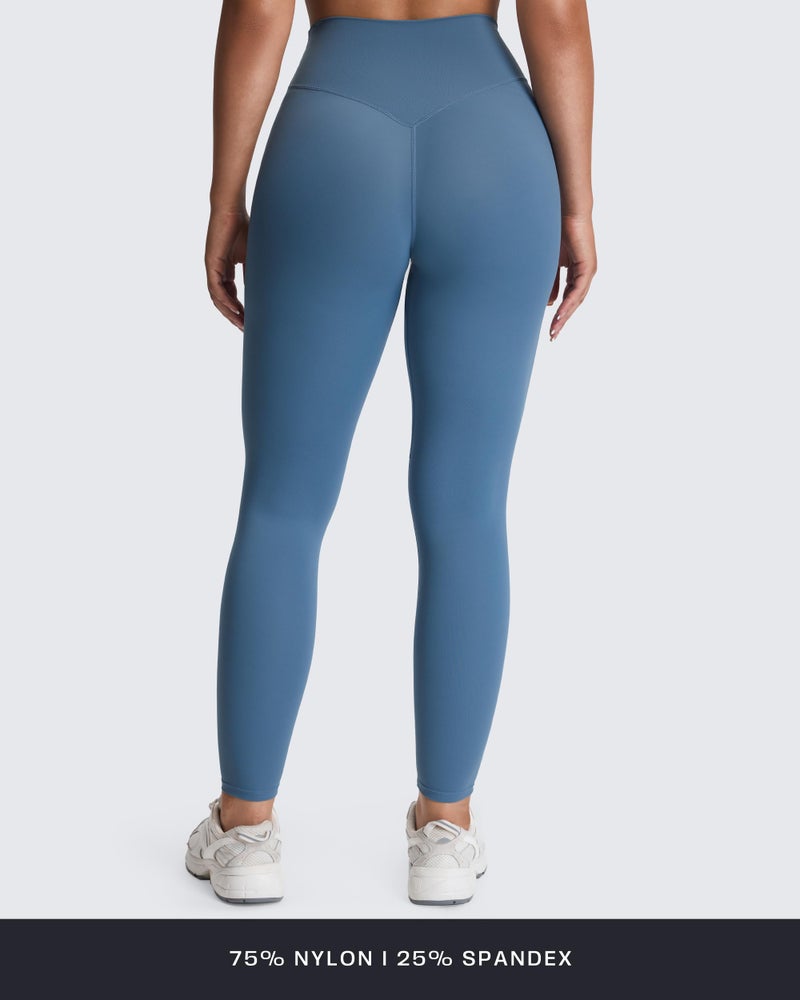 Aoxjox High Waisted Workout Leggings for Women Tummy Control Buttery Soft Yoga Metamorph Deep V Pants 26" (Steel Blue, Medium) - Image 3