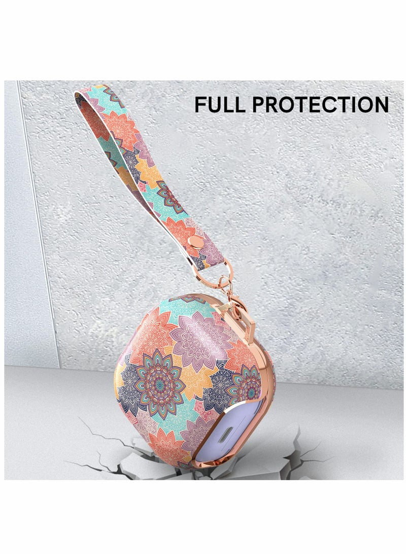 Excefore Earphone Protective Cover, for Samsung Galaxy Buds 2 Pro Case / Galaxy Buds Pro Case / Galaxy Buds 2 Case / Galaxy Buds Live Case Stylish Hard TPU Shockproof Cover for Women Girls (Mandala,with wrist - Image 5