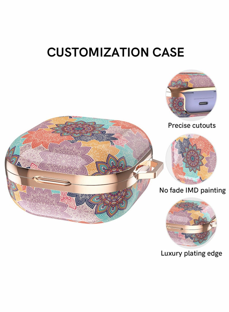 Excefore Earphone Protective Cover, for Samsung Galaxy Buds 2 Pro Case / Galaxy Buds Pro Case / Galaxy Buds 2 Case / Galaxy Buds Live Case Stylish Hard TPU Shockproof Cover for Women Girls (Mandala,with wrist - Image 4