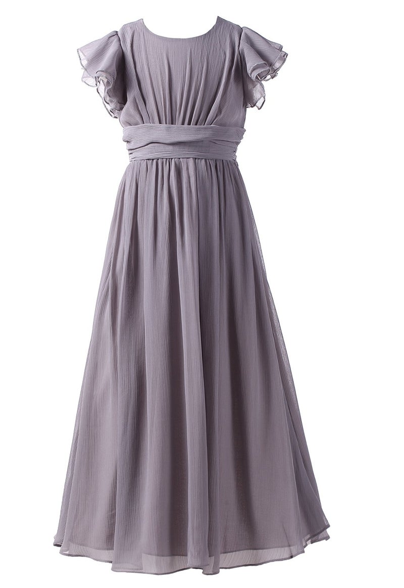 Happy Rose Junior Bridesmaid Dress Prom Party Dresses Long Flower Girl's Dress Grey 10 - Image 1